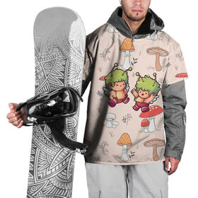 Накидка на куртку 3D с принтом Грибные человечки в Белгороде, 100% полиэстер |  | mashrooms | в стиле марио | волшебные грибы | гриб | грибной узор | грибочки | девочка с грибом | красный гриб | мир грибов | паттерн грибы | поганки | психоделика | психоз