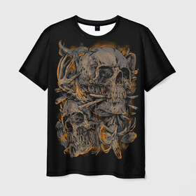 Мужская футболка 3D с принтом Черепа в Белгороде, 100% полиэфир | прямой крой, круглый вырез горловины, длина до линии бедер | dead | demon | devil | executioner | punisher | rap | rock | satan | skull | swag | каратель | палач | скелет | череп
