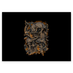 Поздравительная открытка с принтом Черепа в Белгороде, 100% бумага | плотность бумаги 280 г/м2, матовая, на обратной стороне линовка и место для марки
 | Тематика изображения на принте: dead | demon | devil | executioner | punisher | rap | rock | satan | skull | swag | каратель | палач | скелет | череп