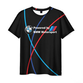 Мужская футболка 3D с принтом Powered by BMW M в Белгороде, 100% полиэфир | прямой крой, круглый вырез горловины, длина до линии бедер | bmw | bmw m | bmw performance | motorsport | powered by bmw m | powered by bmw motorsport | машина bmw | мотоспорт | спорт