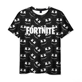 Мужская футболка 3D с принтом FORTNITE x MARSHMELLO в Белгороде, 100% полиэфир | прямой крой, круглый вырез горловины, длина до линии бедер | 2019 | armor | armour | cybersport | esport | fortnite | game | llama | logo | броня | игра | киберспорт | лама | фиолетовый | фирменные цвета | фортнайт