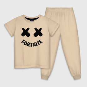 Детская пижама хлопок с принтом FORTNITE x MARSHMELLO в Белгороде, 100% хлопок |  брюки и футболка прямого кроя, без карманов, на брюках мягкая резинка на поясе и по низу штанин
 | 2019 | armor | armour | cybersport | esport | fortnite | game | llama | logo | броня | игра | киберспорт | лама | фиолетовый | фирменные цвета | фортнайт