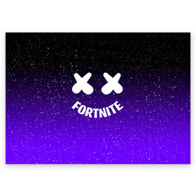 Поздравительная открытка с принтом FORTNITE x MARSHMELLO в Белгороде, 100% бумага | плотность бумаги 280 г/м2, матовая, на обратной стороне линовка и место для марки
 | 2019 | armor | armour | cybersport | esport | fortnite | game | llama | logo | броня | игра | киберспорт | лама | фиолетовый | фирменные цвета | фортнайт