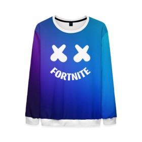 Мужской свитшот 3D с принтом FORTNITE x MARSHMELLO в Белгороде, 100% полиэстер с мягким внутренним слоем | круглый вырез горловины, мягкая резинка на манжетах и поясе, свободная посадка по фигуре | 2019 | armor | armour | cybersport | esport | fortnite | game | llama | logo | броня | игра | киберспорт | лама | фиолетовый | фирменные цвета | фортнайт