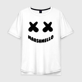 Мужская футболка хлопок Oversize с принтом MARSHMELLO в Белгороде, 100% хлопок | свободный крой, круглый ворот, “спинка” длиннее передней части | Тематика изображения на принте: dj | marshmello | usa | америка | клубная музыка | маршмелло | музыка | музыкант