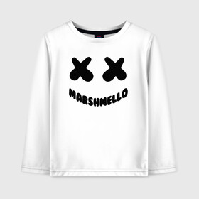 Детский лонгслив хлопок с принтом MARSHMELLO в Белгороде, 100% хлопок | круглый вырез горловины, полуприлегающий силуэт, длина до линии бедер | dj | marshmello | usa | америка | клубная музыка | маршмелло | музыка | музыкант