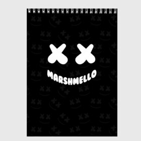 Скетчбук с принтом MARSHMELLO в Белгороде, 100% бумага
 | 48 листов, плотность листов — 100 г/м2, плотность картонной обложки — 250 г/м2. Листы скреплены сверху удобной пружинной спиралью | dj | marshmello | usa | америка | клубная музыка | маршмелло | музыка | музыкант