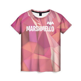 Женская футболка 3D с принтом Marshmello в Белгороде, 100% полиэфир ( синтетическое хлопкоподобное полотно) | прямой крой, круглый вырез горловины, длина до линии бедер | chris comstock | electronic | joytime iii | marshmallow | marshmello | клубная | маршмелло | маршмеллоу | электронная музыка