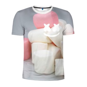 Мужская футболка 3D спортивная с принтом Marshmallow в Белгороде, 100% полиэстер с улучшенными характеристиками | приталенный силуэт, круглая горловина, широкие плечи, сужается к линии бедра | 
