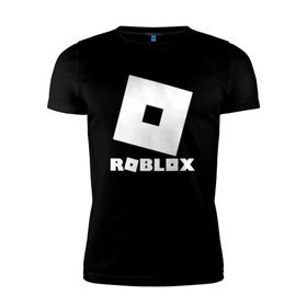 Мужская футболка премиум с принтом ROBLOX в Белгороде, 92% хлопок, 8% лайкра | приталенный силуэт, круглый вырез ворота, длина до линии бедра, короткий рукав | game | gamer | logo | minecraft | roblox | simulator | игра | конструктор | лого | симулятор | строительство | фигура