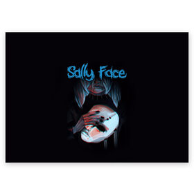 Поздравительная открытка с принтом Sally Face в Белгороде, 100% бумага | плотность бумаги 280 г/м2, матовая, на обратной стороне линовка и место для марки
 | Тематика изображения на принте: sally face | загадка | лицо | протез | салли фейс | соседи | странные | тайна | ужас | фишер