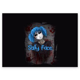Поздравительная открытка с принтом Sally Face в Белгороде, 100% бумага | плотность бумаги 280 г/м2, матовая, на обратной стороне линовка и место для марки
 | sally face | загадка | лицо | протез | салли фейс | соседи | странные | тайна | ужас | фишер