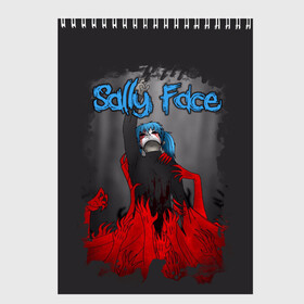 Скетчбук с принтом Sally Face в Белгороде, 100% бумага
 | 48 листов, плотность листов — 100 г/м2, плотность картонной обложки — 250 г/м2. Листы скреплены сверху удобной пружинной спиралью | sally face | загадка | лицо | протез | салли фейс | соседи | странные | тайна | ужас | фишер