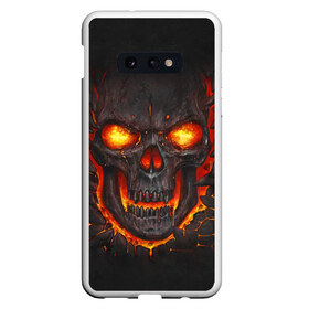 Чехол для Samsung S10E с принтом Skull Lava в Белгороде, Силикон | Область печати: задняя сторона чехла, без боковых панелей | Тематика изображения на принте: dead | demon | devil | executioner | metal | punisher | rap | rock | satan | skull | swag | каратель | метал | палач | рок | скелет | череп