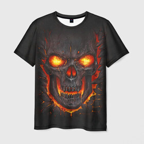 Мужская футболка 3D с принтом Skull Lava в Белгороде, 100% полиэфир | прямой крой, круглый вырез горловины, длина до линии бедер | dead | demon | devil | executioner | metal | punisher | rap | rock | satan | skull | swag | каратель | метал | палач | рок | скелет | череп