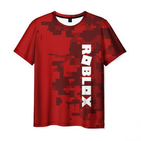 Мужская футболка 3D с принтом ROBLOX в Белгороде, 100% полиэфир | прямой крой, круглый вырез горловины, длина до линии бедер | game | gamer | logo | minecraft | roblox | simulator | игра | конструктор | лого | симулятор | строительство | фигура