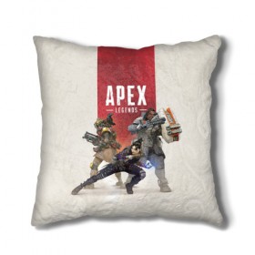 Подушка 3D с принтом APEX LEGENDS в Белгороде, наволочка – 100% полиэстер, наполнитель – холлофайбер (легкий наполнитель, не вызывает аллергию). | состоит из подушки и наволочки. Наволочка на молнии, легко снимается для стирки | Тематика изображения на принте: apex | legend | legends | titanfall | апекс | бангалор | бладхаунд | верхушки | гибралтар | каустик | лайфлайн | легенда | легенды | ледженд | леджендс | мираж | рэйф | титанфол