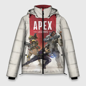 Мужская зимняя куртка 3D с принтом APEX LEGENDS в Белгороде, верх — 100% полиэстер; подкладка — 100% полиэстер; утеплитель — 100% полиэстер | длина ниже бедра, свободный силуэт Оверсайз. Есть воротник-стойка, отстегивающийся капюшон и ветрозащитная планка. 

Боковые карманы с листочкой на кнопках и внутренний карман на молнии. | apex | legend | legends | titanfall | апекс | бангалор | бладхаунд | верхушки | гибралтар | каустик | лайфлайн | легенда | легенды | ледженд | леджендс | мираж | рэйф | титанфол