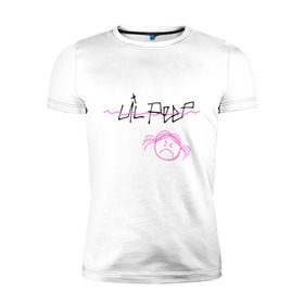 Мужская футболка премиум с принтом Lil Peep в Белгороде, 92% хлопок, 8% лайкра | приталенный силуэт, круглый вырез ворота, длина до линии бедра, короткий рукав | Тематика изображения на принте: gustav | lo fi | runaway | густав | лил | пип | пост эмо | реп | хип хоп | эмо рэп