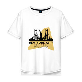 Мужская футболка хлопок Oversize с принтом Нью-Йорк - США в Белгороде, 100% хлопок | свободный крой, круглый ворот, “спинка” длиннее передней части | adventure | city | new york | travel | usa | world | город | государство | европа | жизнь | карта | культура | люди | мир | народ | нью йорr | партиот | планета | приключение | путешествие | спорт | ссср | столица | страна | сша