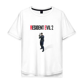 Мужская футболка хлопок Oversize с принтом Resident Evil 2 : Remake (Leon Kennedy) в Белгороде, 100% хлопок | свободный крой, круглый ворот, “спинка” длиннее передней части | Тематика изображения на принте: 