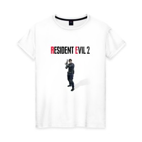 Женская футболка хлопок с принтом Resident Evil 2 : Remake (Leon Kennedy) в Белгороде, 100% хлопок | прямой крой, круглый вырез горловины, длина до линии бедер, слегка спущенное плечо | 