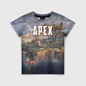 Детская футболка 3D с принтом APEX LEGENDS в Белгороде, 100% гипоаллергенный полиэфир | прямой крой, круглый вырез горловины, длина до линии бедер, чуть спущенное плечо, ткань немного тянется | Тематика изображения на принте: apex | legend | legends | titanfall | апекс | бангалор | бладхаунд | верхушки | гибралтар | каустик | лайфлайн | легенда | легенды | ледженд | леджендс | мираж | рэйф | титанфол