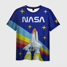 Мужская футболка 3D с принтом NASA в Белгороде, 100% полиэфир | прямой крой, круглый вырез горловины, длина до линии бедер | Тематика изображения на принте: shuttle | space | звёзды | космос | маск | наса | ракета | шатл