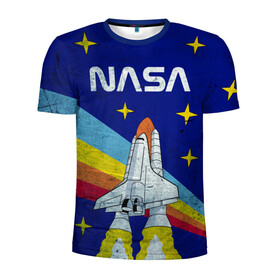 Мужская футболка 3D спортивная с принтом NASA в Белгороде, 100% полиэстер с улучшенными характеристиками | приталенный силуэт, круглая горловина, широкие плечи, сужается к линии бедра | shuttle | space | звёзды | космос | маск | наса | ракета | шатл