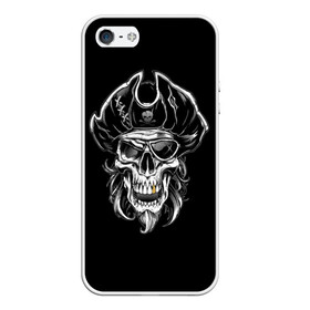 Чехол для iPhone 5/5S матовый с принтом Пиратский череп в Белгороде, Силикон | Область печати: задняя сторона чехла, без боковых панелей | Тематика изображения на принте: dead | demon | devil | executioner | metal | pirat | punisher | rap | rock | satan | sea | skull | swag | каратель | метал | море | океан | палач | пират | рок | скелет | череп