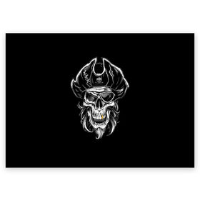 Поздравительная открытка с принтом Пиратский череп в Белгороде, 100% бумага | плотность бумаги 280 г/м2, матовая, на обратной стороне линовка и место для марки
 | Тематика изображения на принте: dead | demon | devil | executioner | metal | pirat | punisher | rap | rock | satan | sea | skull | swag | каратель | метал | море | океан | палач | пират | рок | скелет | череп