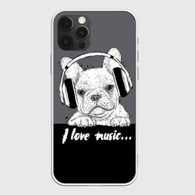 Чехол для iPhone 12 Pro Max с принтом I love music… в Белгороде, Силикон |  | animal | black | breed | dog | drawing | fon | graphics | gray | head | headphones | i | inscription | look | love | music | muzzle | text | взгляд | голова | графика | животное | люблю | музыка | надпись | наушники | порода | рисунок | серый | со