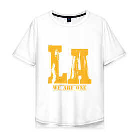 Мужская футболка хлопок Oversize с принтом Lakers - We Are One в Белгороде, 100% хлопок | свободный крой, круглый ворот, “спинка” длиннее передней части | cavaliers | cleveland | coach | james | king | lakers | lebron | los angeles | nba | player | slam dunk | sport | team | баскетбол | борода | джеймс | игрок | кавальерс | калиф | кливленд | король | леброн | лейкерс | лос анджелес | нба | слэм д