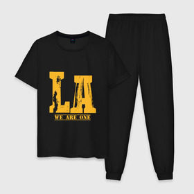 Мужская пижама хлопок с принтом Lakers - We Are One в Белгороде, 100% хлопок | брюки и футболка прямого кроя, без карманов, на брюках мягкая резинка на поясе и по низу штанин
 | cavaliers | cleveland | coach | james | king | lakers | lebron | los angeles | nba | player | slam dunk | sport | team | баскетбол | борода | джеймс | игрок | кавальерс | калиф | кливленд | король | леброн | лейкерс | лос анджелес | нба | слэм д
