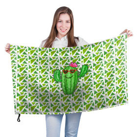 Флаг 3D с принтом Позитивный кактус в Белгороде, 100% полиэстер | плотность ткани — 95 г/м2, размер — 67 х 109 см. Принт наносится с одной стороны | веселый кактус | зеленый | иголки | кактусы | колючий | летний | лето | настроение | прикольный | радостный | счастье | цветок | цветы | эмоции