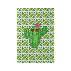 Обложка для паспорта матовая кожа с принтом Позитивный кактус в Белгороде, натуральная матовая кожа | размер 19,3 х 13,7 см; прозрачные пластиковые крепления | веселый кактус | зеленый | иголки | кактусы | колючий | летний | лето | настроение | прикольный | радостный | счастье | цветок | цветы | эмоции