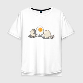 Мужская футболка хлопок Oversize с принтом Soul в Белгороде, 100% хлопок | свободный крой, круглый ворот, “спинка” длиннее передней части | белок | душа | желток | омлет | приведение | призрак | разбитый | юмор | яичко | яйцо