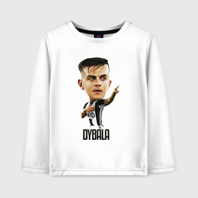 Детский лонгслив хлопок с принтом Dybala в Белгороде, 100% хлопок | круглый вырез горловины, полуприлегающий силуэт, длина до линии бедер | Тематика изображения на принте: champion | cr7 | cristiano | game | goal | italy | juventus | madrid | real | ronaldo | spain | team | буффон | гол | дибала | золотой мяч | игрок | испания | италия | криштиану | мадрид | португалия | реал | роналду | спорт | тренер | футбол | 