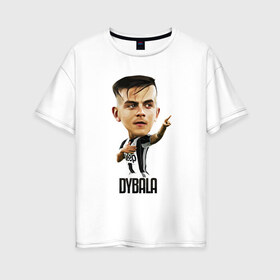 Женская футболка хлопок Oversize с принтом Dybala в Белгороде, 100% хлопок | свободный крой, круглый ворот, спущенный рукав, длина до линии бедер
 | champion | cr7 | cristiano | game | goal | italy | juventus | madrid | real | ronaldo | spain | team | буффон | гол | дибала | золотой мяч | игрок | испания | италия | криштиану | мадрид | португалия | реал | роналду | спорт | тренер | футбол | 