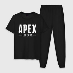 Мужская пижама хлопок с принтом APEX LEGENDS в Белгороде, 100% хлопок | брюки и футболка прямого кроя, без карманов, на брюках мягкая резинка на поясе и по низу штанин
 | apex | apex legends | battle | battle royal | titanfall | апекс | апекс легендс | батл рояль | битва | война | королевская битва
