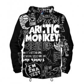 Мужская ветровка 3D с принтом Arctic Monkeys в Белгороде, 100% полиэстер | подол и капюшон оформлены резинкой с фиксаторами, два кармана без застежек по бокам, один потайной карман на груди | arctic monkeys | алекс тёрнер | арктик манкиз | группы | джейми кук | инди | музыка | мэтт хелдерс | ник омэлли | постпанк | рок