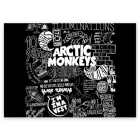 Поздравительная открытка с принтом Arctic Monkeys в Белгороде, 100% бумага | плотность бумаги 280 г/м2, матовая, на обратной стороне линовка и место для марки
 | Тематика изображения на принте: arctic monkeys | алекс тёрнер | арктик манкиз | группы | джейми кук | инди | музыка | мэтт хелдерс | ник омэлли | постпанк | рок