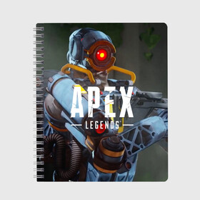 Тетрадь с принтом APEX Legends в Белгороде, 100% бумага | 48 листов, плотность листов — 60 г/м2, плотность картонной обложки — 250 г/м2. Листы скреплены сбоку удобной пружинной спиралью. Уголки страниц и обложки скругленные. Цвет линий — светло-серый
 | 2 | 2019 | 3 | apex | game | legends | titanfall | игра | титанфолл