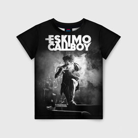 Детская футболка 3D с принтом Eskimo Callboy в Белгороде, 100% гипоаллергенный полиэфир | прямой крой, круглый вырез горловины, длина до линии бедер, чуть спущенное плечо, ткань немного тянется | bury me in vegas | crystals | danskimo | eskimo callboy | sushi | the scene | we are the mess | группы | метал | музыка | рок | эскимо колбой