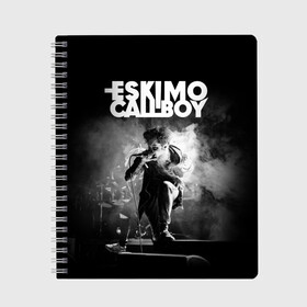 Тетрадь с принтом Eskimo Callboy в Белгороде, 100% бумага | 48 листов, плотность листов — 60 г/м2, плотность картонной обложки — 250 г/м2. Листы скреплены сбоку удобной пружинной спиралью. Уголки страниц и обложки скругленные. Цвет линий — светло-серый
 | Тематика изображения на принте: bury me in vegas | crystals | danskimo | eskimo callboy | sushi | the scene | we are the mess | группы | метал | музыка | рок | эскимо колбой