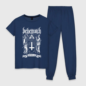 Женская пижама хлопок с принтом Behemoth в Белгороде, 100% хлопок | брюки и футболка прямого кроя, без карманов, на брюках мягкая резинка на поясе и по низу штанин | behemoth | black metal | death metal | inferno | nergal | orion | seth | блэк метал | группы | дэт метал | метал | музыка | рок