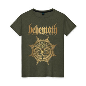 Женская футболка хлопок с принтом Behemoth в Белгороде, 100% хлопок | прямой крой, круглый вырез горловины, длина до линии бедер, слегка спущенное плечо | behemoth | black metal | death metal | inferno | nergal | orion | seth | блэк метал | группы | дэт метал | метал | музыка | рок