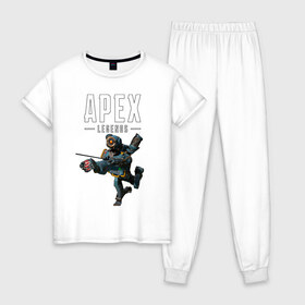 Женская пижама хлопок с принтом APEX - Pathfinder в Белгороде, 100% хлопок | брюки и футболка прямого кроя, без карманов, на брюках мягкая резинка на поясе и по низу штанин | apex | apex legends | battle royale | br | games | new | titanfall | ttf | апекс | апех | бангалор | батл рояль | бладхаунд | игры | каустик | лайфлайн | мираж | рэйф | тайтанфол | титанфол