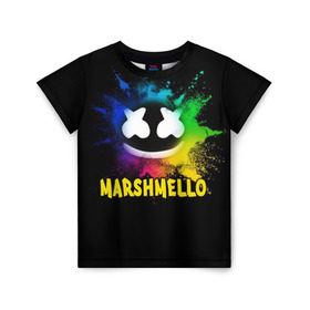 Детская футболка 3D с принтом Marshmello в Белгороде, 100% гипоаллергенный полиэфир | прямой крой, круглый вырез горловины, длина до линии бедер, чуть спущенное плечо, ткань немного тянется | alone | beautiful now | disc | dj | jockey | marshmallow | американский | диджей | дискотека | маршмэллоу | продюсер
