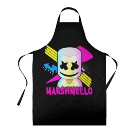 Фартук 3D с принтом Marshmello в Белгороде, 100% полиэстер | общий размер — 65 х 85 см, ширина нагрудника — 26 см, горловина — 53 см, длина завязок — 54 см, общий обхват в поясе — 173 см. Принт на завязках и на горловине наносится с двух сторон, на основной части фартука — только с внешней стороны | alone | beautiful now | disc | dj | jockey | marshmallow | американский | диджей | дискотека | маршмэллоу | продюсер